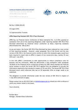 Letter to Super industry 30 June 2016 annual SRF 703 Fees