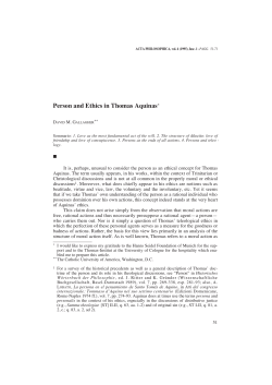 Person and Ethics in Thomas Aquinas
