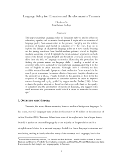 Language Policy for Education and Development in Tanzania