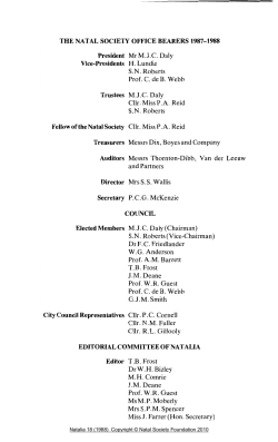 MrM.lC Daly H. Lundie SN Roberts Prof. C. deB. Webb ClIr. Miss PA