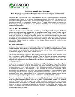 Drilling at Agata Project Underway New Porphyry Copper Gold