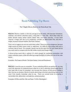 RULE #1 - Outskirts Press