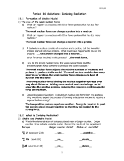Period 16 Solutions: Ionizing Radiation