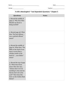 To Kill a Mockingbird ~ Text Dependent Questions ~ Chapter 5