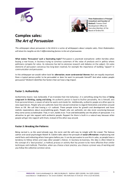 Complex sales: The Art of Persuasion