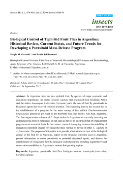 Biological Control of Tephritid Fruit Flies in