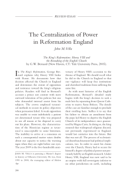 The Centralization of Power in Reformation England