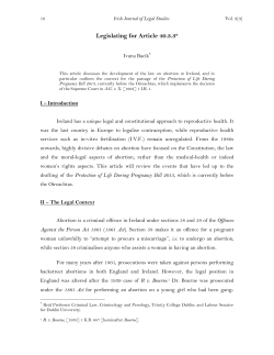 Legislating for Article 40.3.3 - Irish Journal of Legal Studies