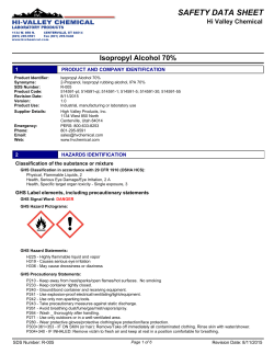 Isopropyl Alcohol 70% - Hi Valley Chemical Acid MSDS`s Page