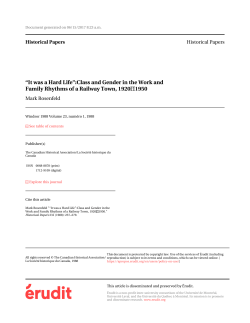 Family Rhythms of a RailwayTown, 19201950