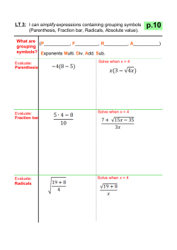 LT 3: I can simplify expressions containing grouping symbols