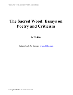The Sacred Wood Essays On Poetry And Criticism