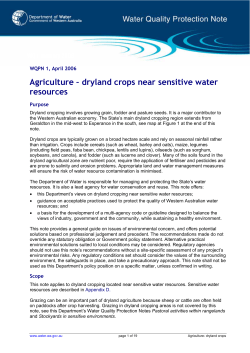 Agriculture &ndash; dryland crops near sensitive water resources