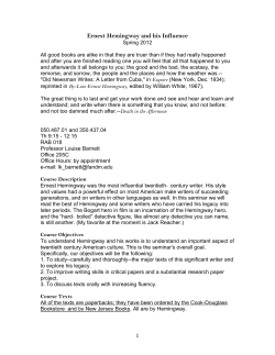 Ernest Hemingway and his Influence