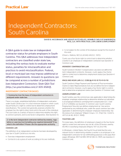 Independent Contractors: South Carolina