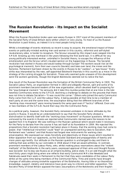 The Russian Revolution - World Socialist Movement