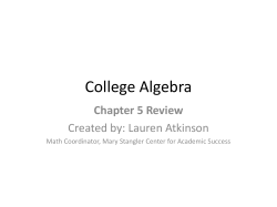 Chapter 5 Exam Review