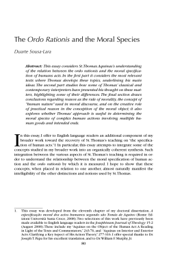 The Ordo Rationis and the Moral Species