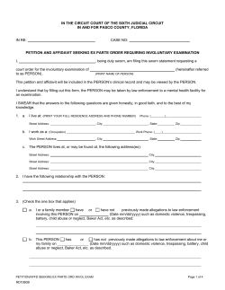 Petition/Affidavit Seeking Involuntary Exam