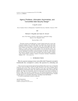 Agency Problems, Information Asymmetries, and Convertible Debt