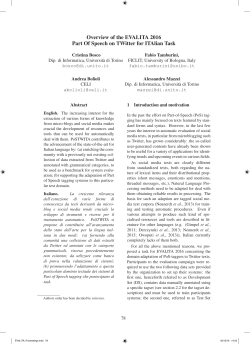 Overview of the EVALITA 2016 Part Of Speech on TWitter for ITAlian
