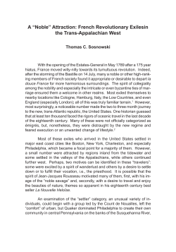 A &ldquo;Noble&rdquo; Attraction: French Revolutionary Exilesin the Trans