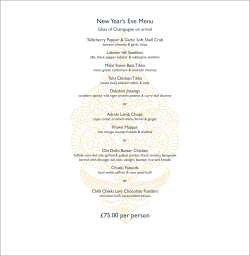 New Year`s Eve Menu &pound;75.00 per person