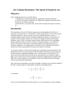 Air Column Resonance: The Speed of Sound in Air