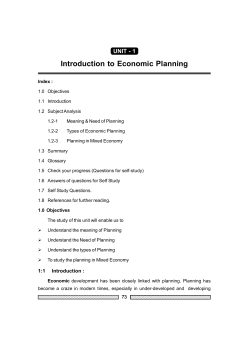 Introduction to Economic Planning