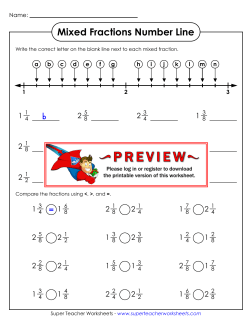 Mixed Fractions Number Line