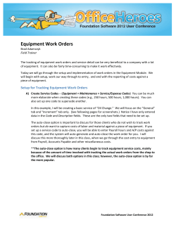 Equipment Work Orders