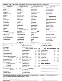 GENERAL SYMPTOMS Check (I) symptoms you currently have or