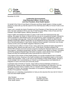 Leadership Announcement, Carey Lucki, Chief Executive Officer