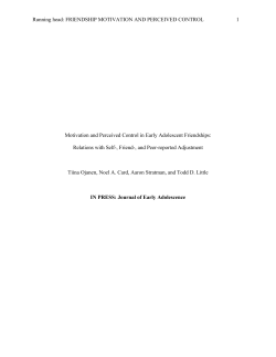 Running head: FRIENDSHIP MOTIVATION AND PERCEIVED
