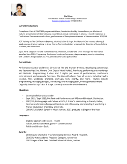 Current Productions Current Role: Performance Curator and Events