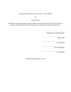 PREGHIERA SCENES IN ITALIAN BEL CANTO OPERA By Jennifer