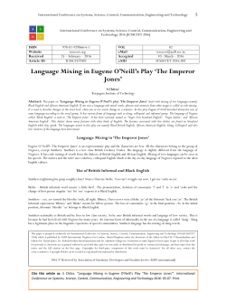 Language Mixing in Eugene O`Neill`s Play `The Emperor Jones`