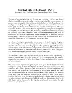 Spiritual Gifts in the Church &ndash; Part I