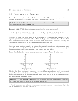 Section 1.3: Introduction to Functions