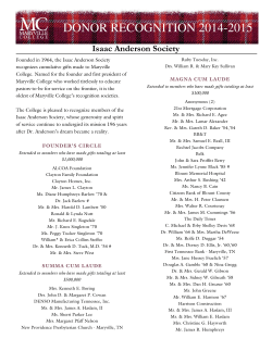donor recognition 2014-2015