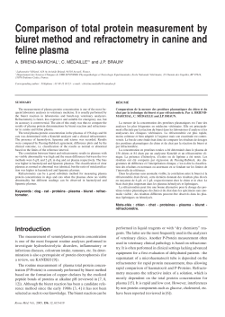 Comparison of total protein measurement by biuret method and