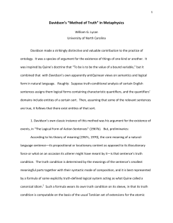 Davidson`s &ldquo;Method of Truth&rdquo; in Metaphysics