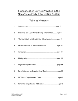 Foundations of EI Service Provision in NJ