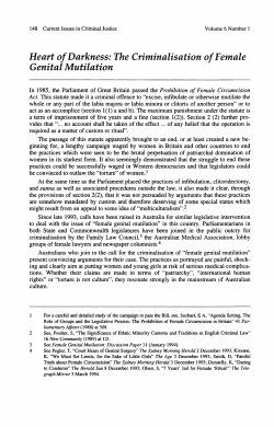 Fraser, David --- "Heart of Darkness: the Criminalisation of Female
