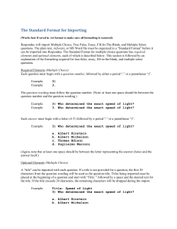 The Standard Format for Importing
