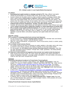 IFC: A Global Leader in Local Capital Market Development At a