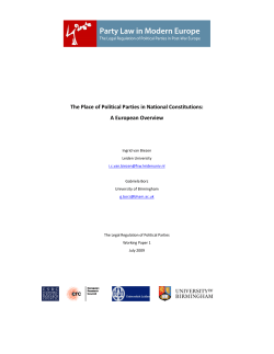 The Place of Political Parties in National Constitutions: A European