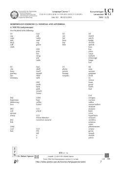 Morphology Exercise (1): Nominal and Adverbial