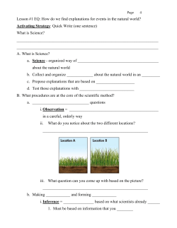 Lesson #1 EQ: How do we find explanations for events in the natural