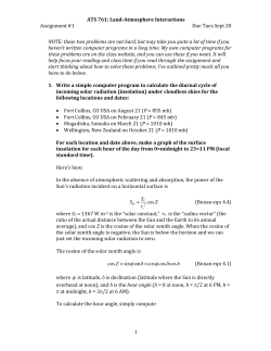 ATS 761: Land-Atmosphere Interactions Assignment #1 Due Tues